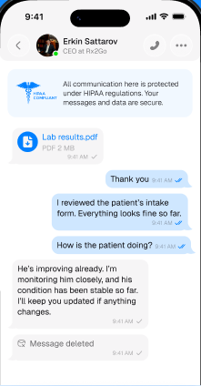 SOVA secure clinical chat on a phone